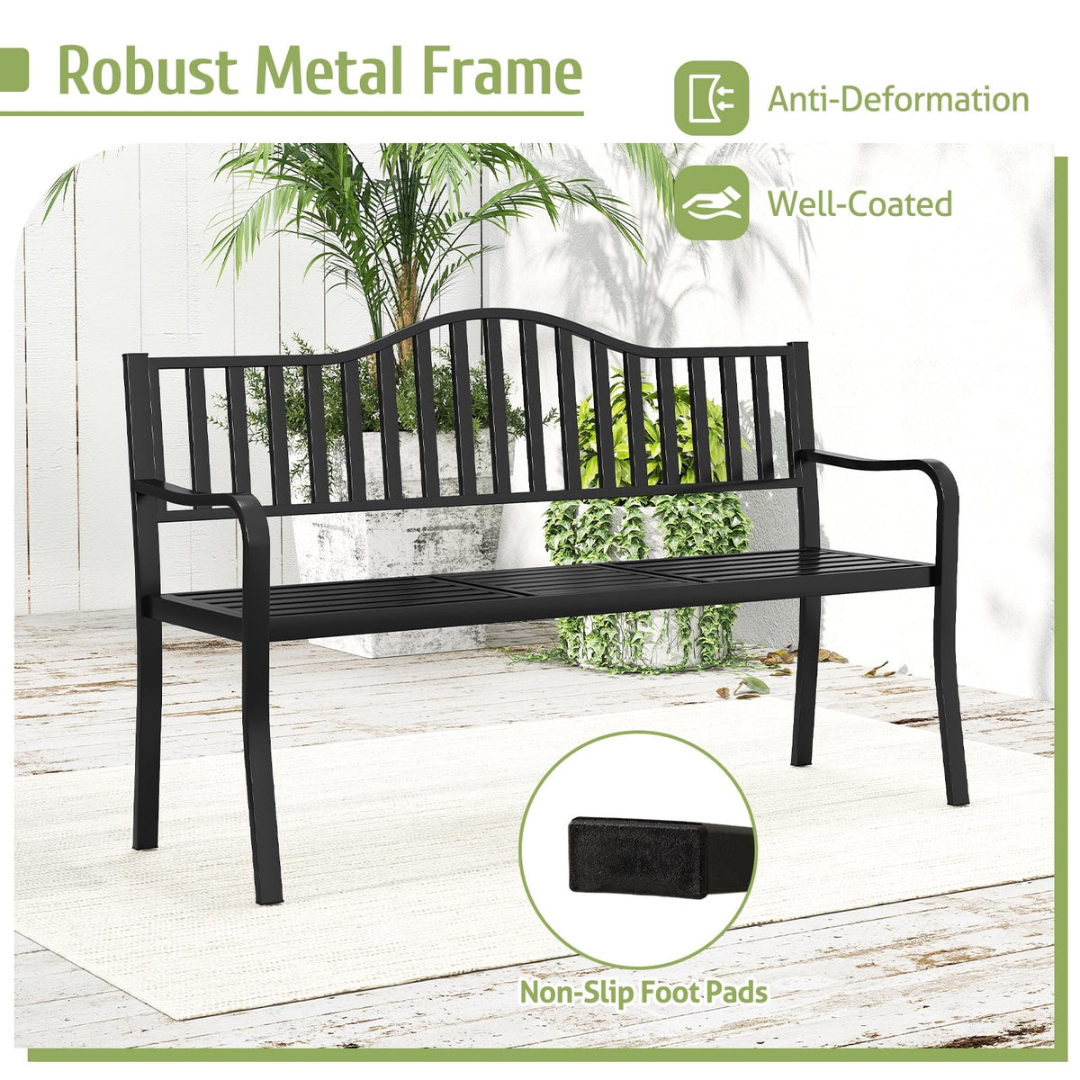 60” Metal Outdoor Garden Park Bench C14983