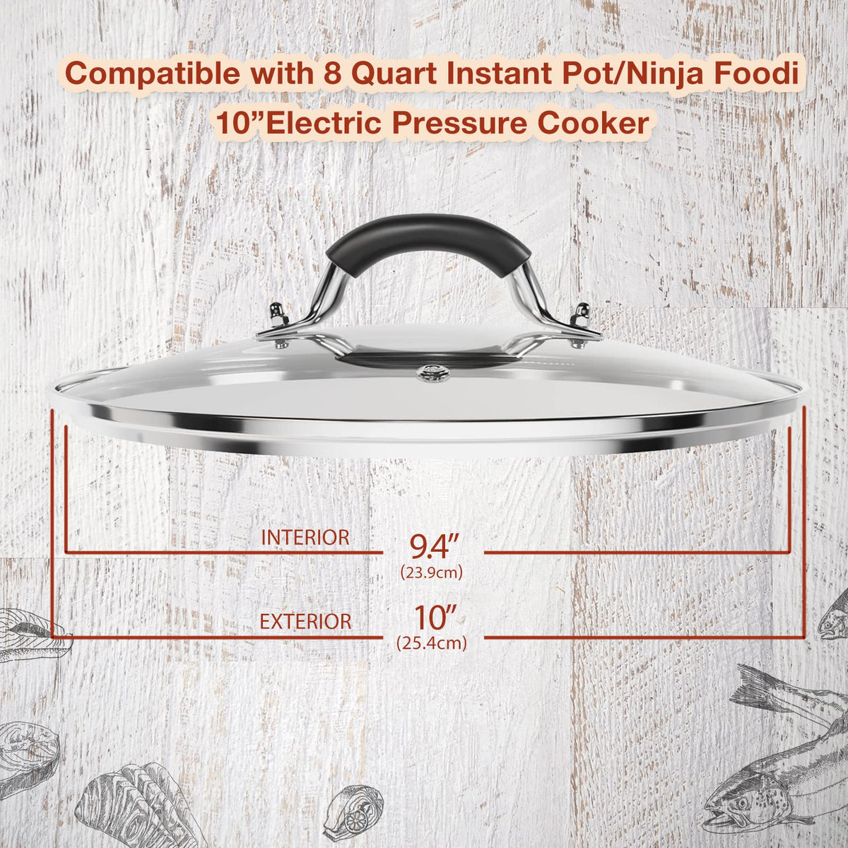 10 Inch Tempered Glass Lid with Silicone Handle U15464