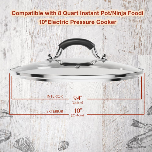 10 Inch Tempered Glass Lid with Silicone Handle U15464