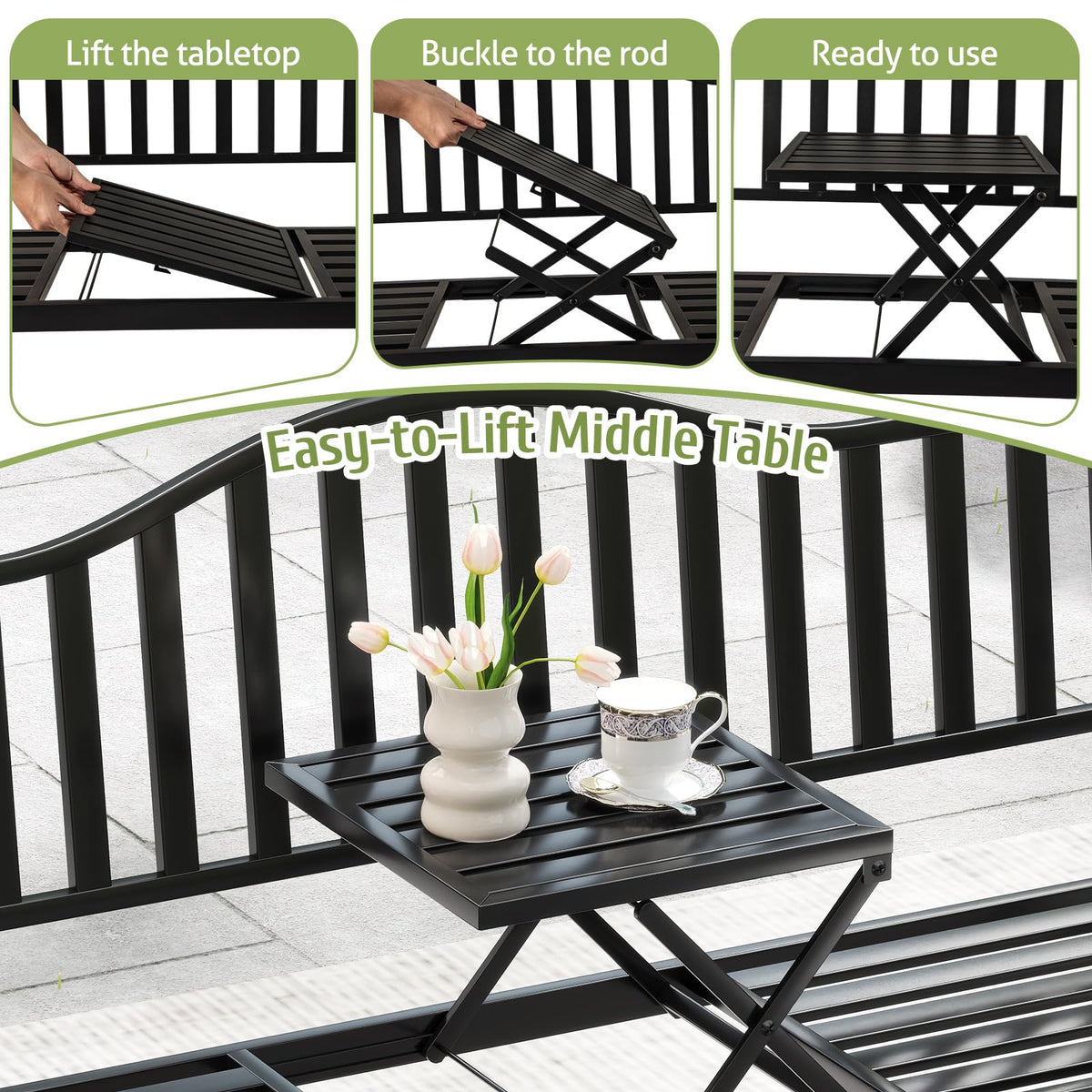 60” Metal Outdoor Garden Park Bench C14983