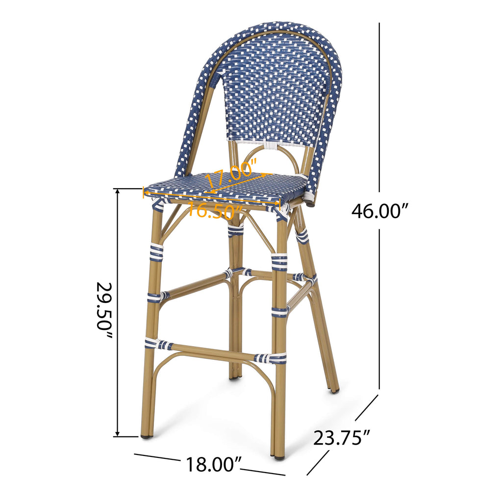 Teal Blue Rattan Counter Height Bar Stools Set of 2 C7858