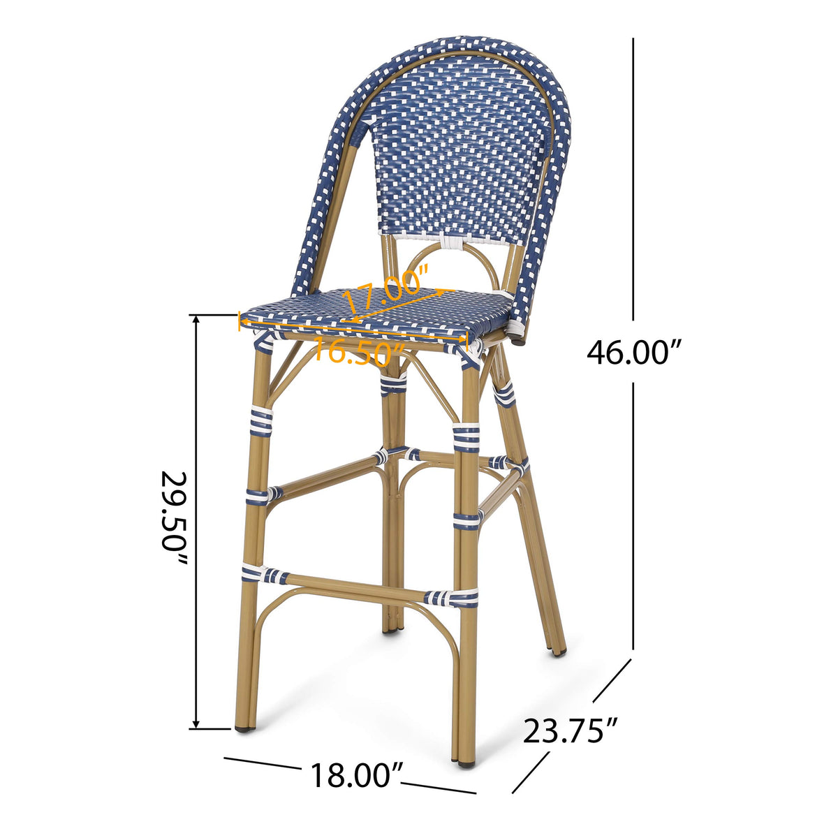 Teal Blue Rattan Counter Height Bar Stools Set of 2 C7858