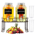 1 Gallon Glass Beverage Dispenser Set of 2 with Stand & Fruit Infuser D997