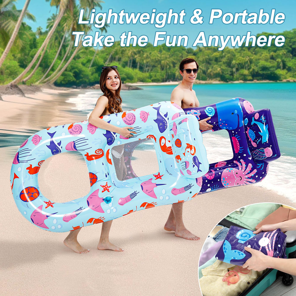 4 Pack Inflatable Pool Lounger with Cup Holder O4647