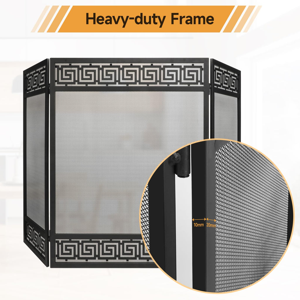 50"x32" 3 Panel Steel Fireplace Screen W82844