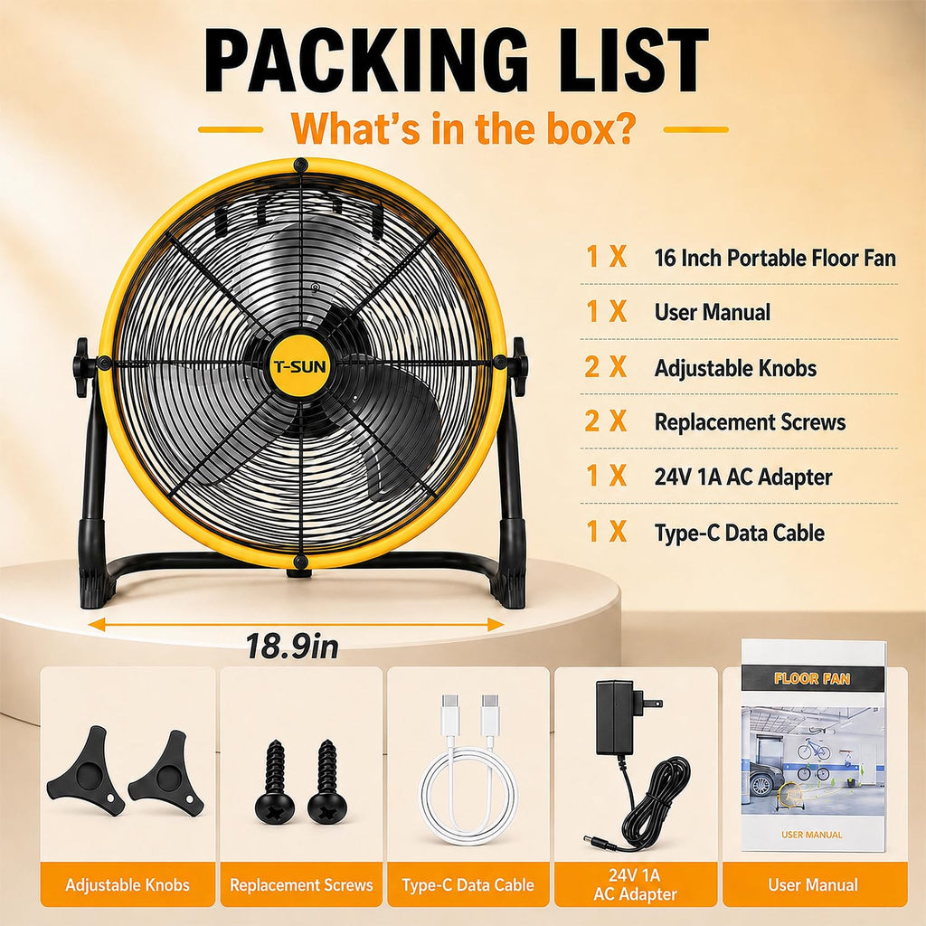 16" Cordless Battery Powered Fan K91444
