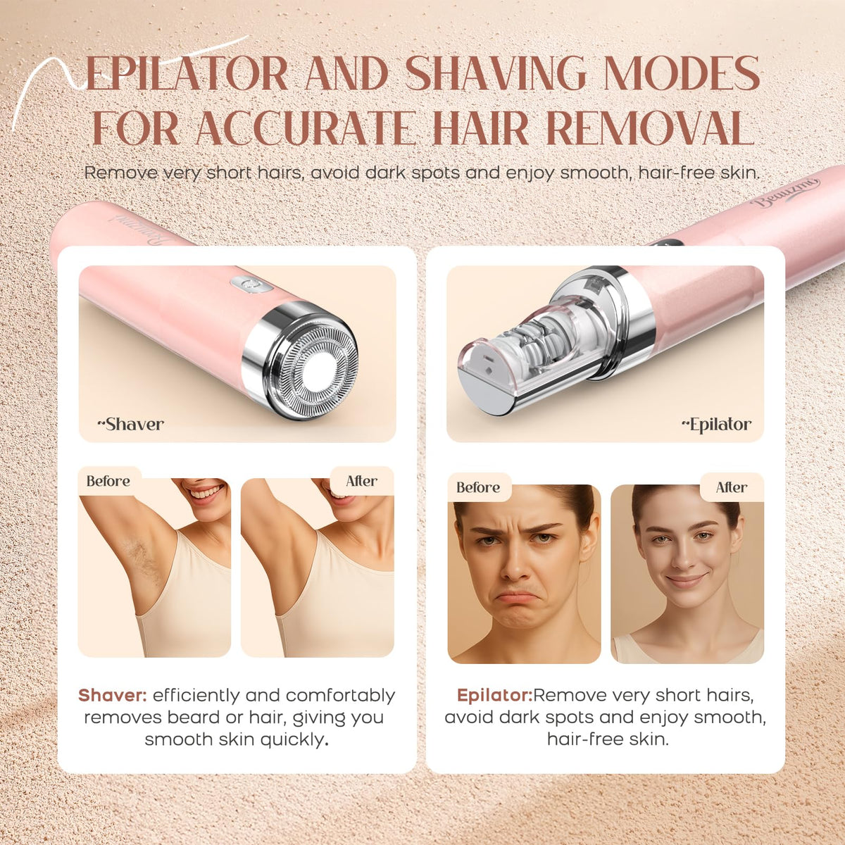 2-in-1 USB Rechargeable Portable Electric Facial Hair Remover X38923