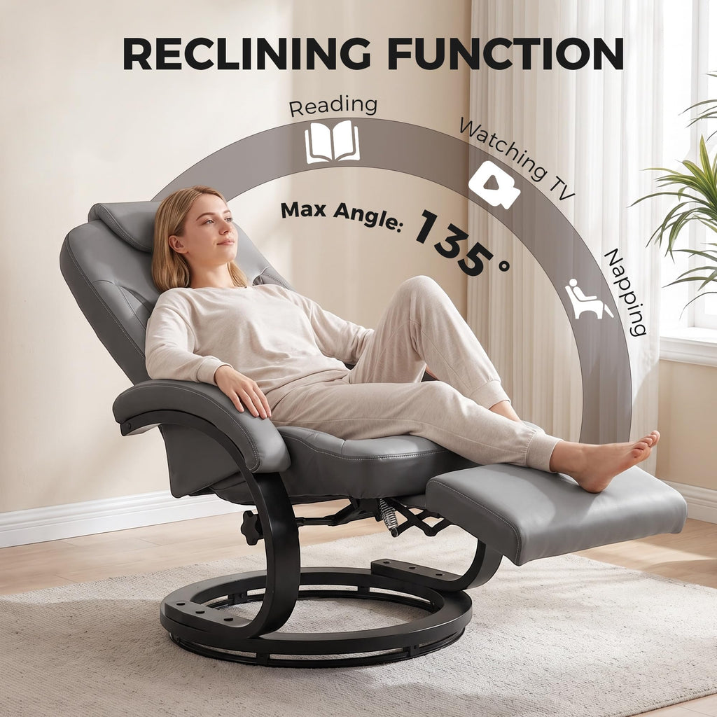 Gray Manual Recliner Chair with Footrest R791