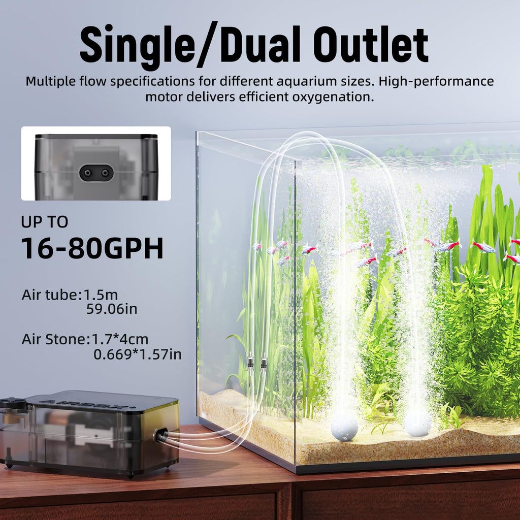 Aquarium Air Pump with Air Stone Bubbler M46429