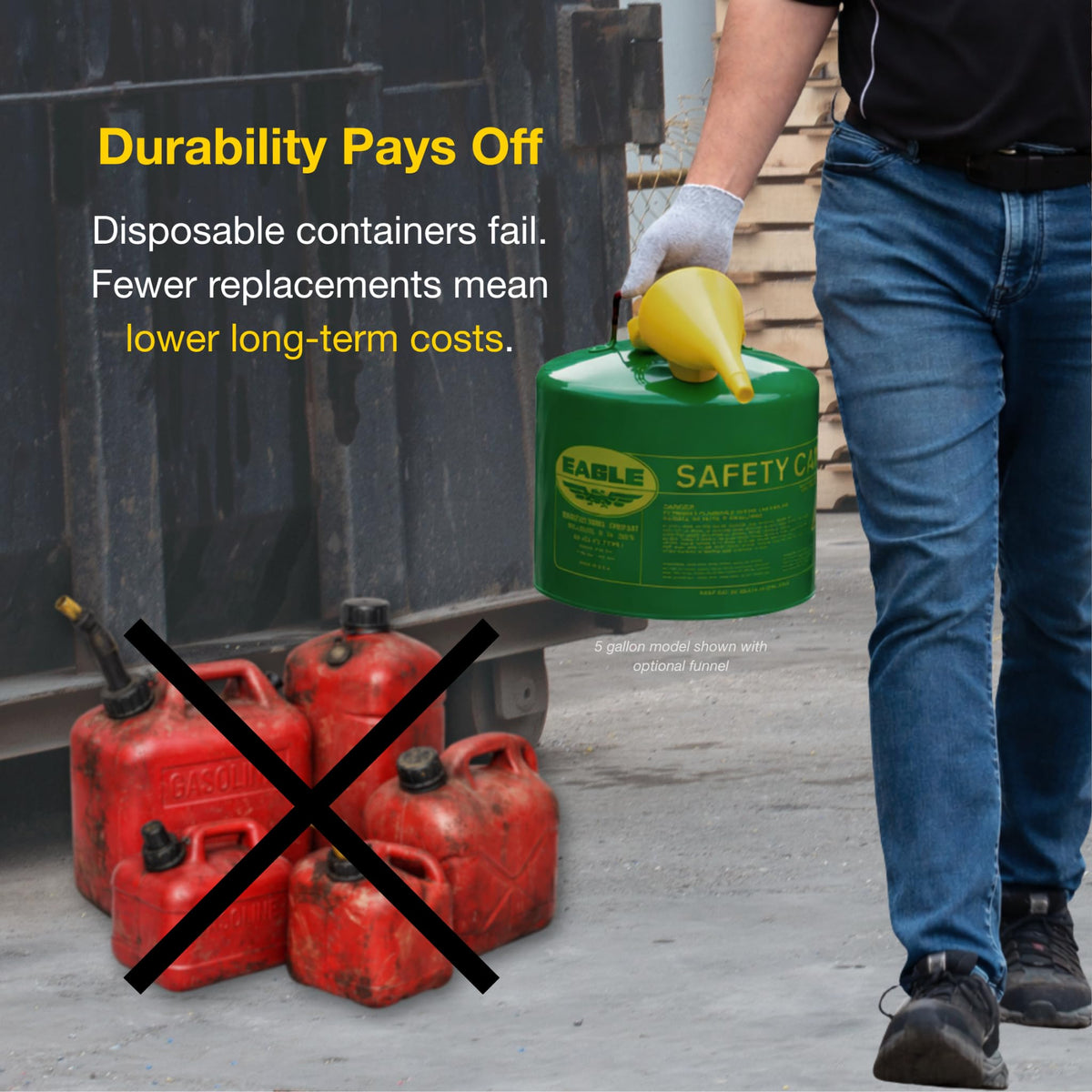 5 Gallon Type I Green Safety Gas Can Z837