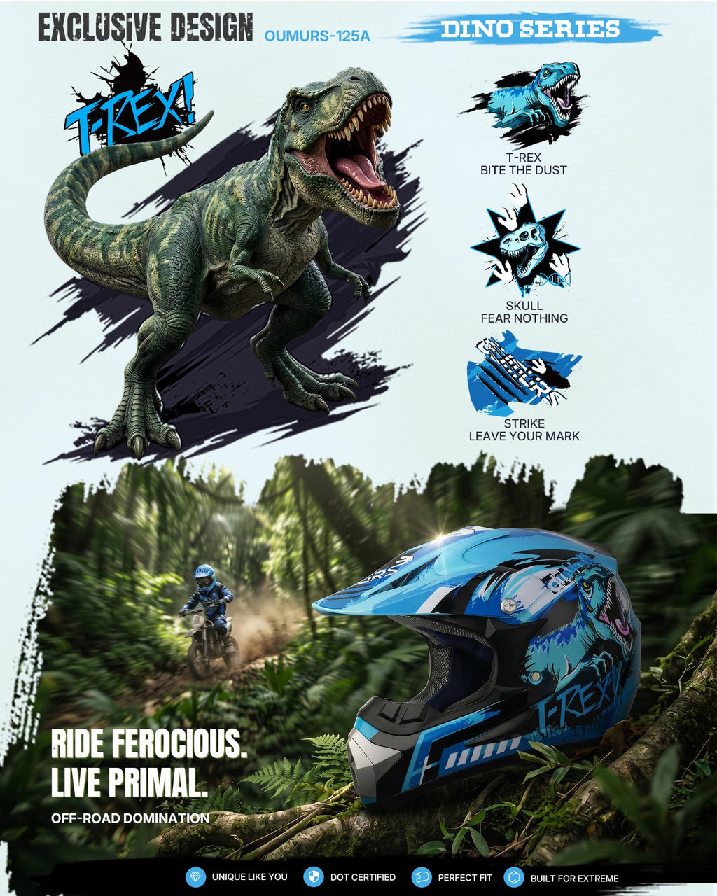 Youth DOT Approved Full Face Motocross Helmet G5760