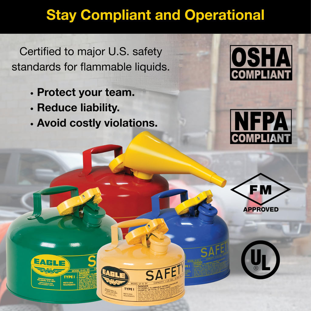 5 Gallon Type I Green Safety Gas Can Z837