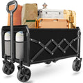 Foldable Collapsible Wagon Cart with Wheels, 280 lbs Heavy Duty Capacity, Graphite Black Q4326