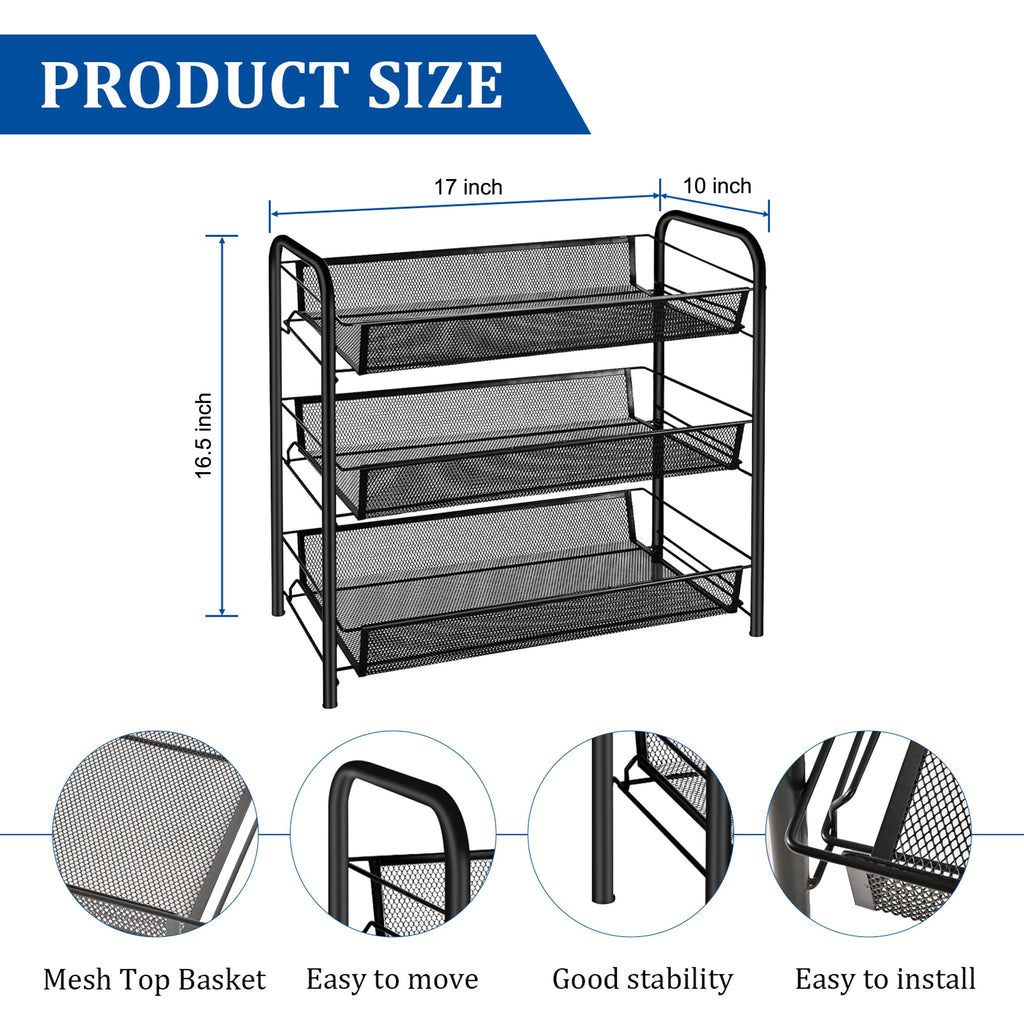3 Tier Rectangular Metal Fruit Basket S81192
