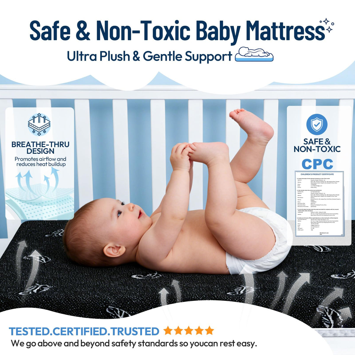 52 x 27 Dual-Sided Memory Foam Crib Mattress U6138