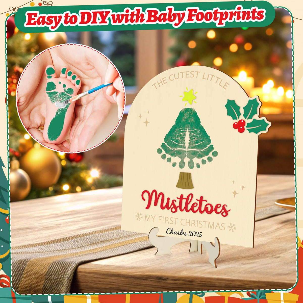 Baby's First Christmas DIY Footprint Art Card K3008
