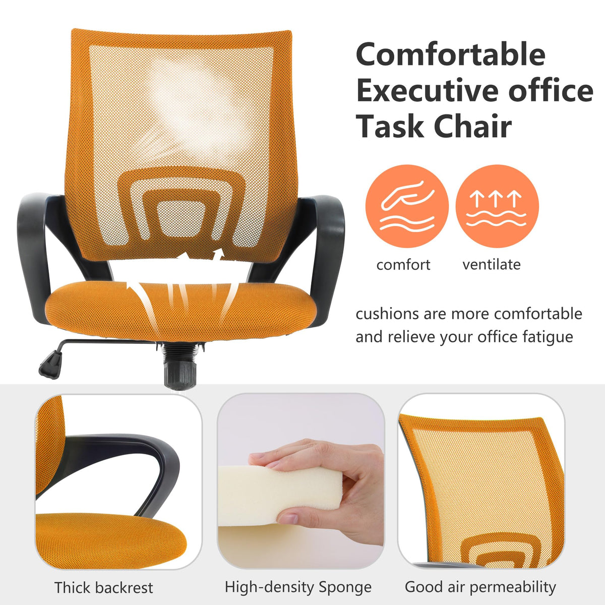 Orange Office Chair with Lumbar Support A554326