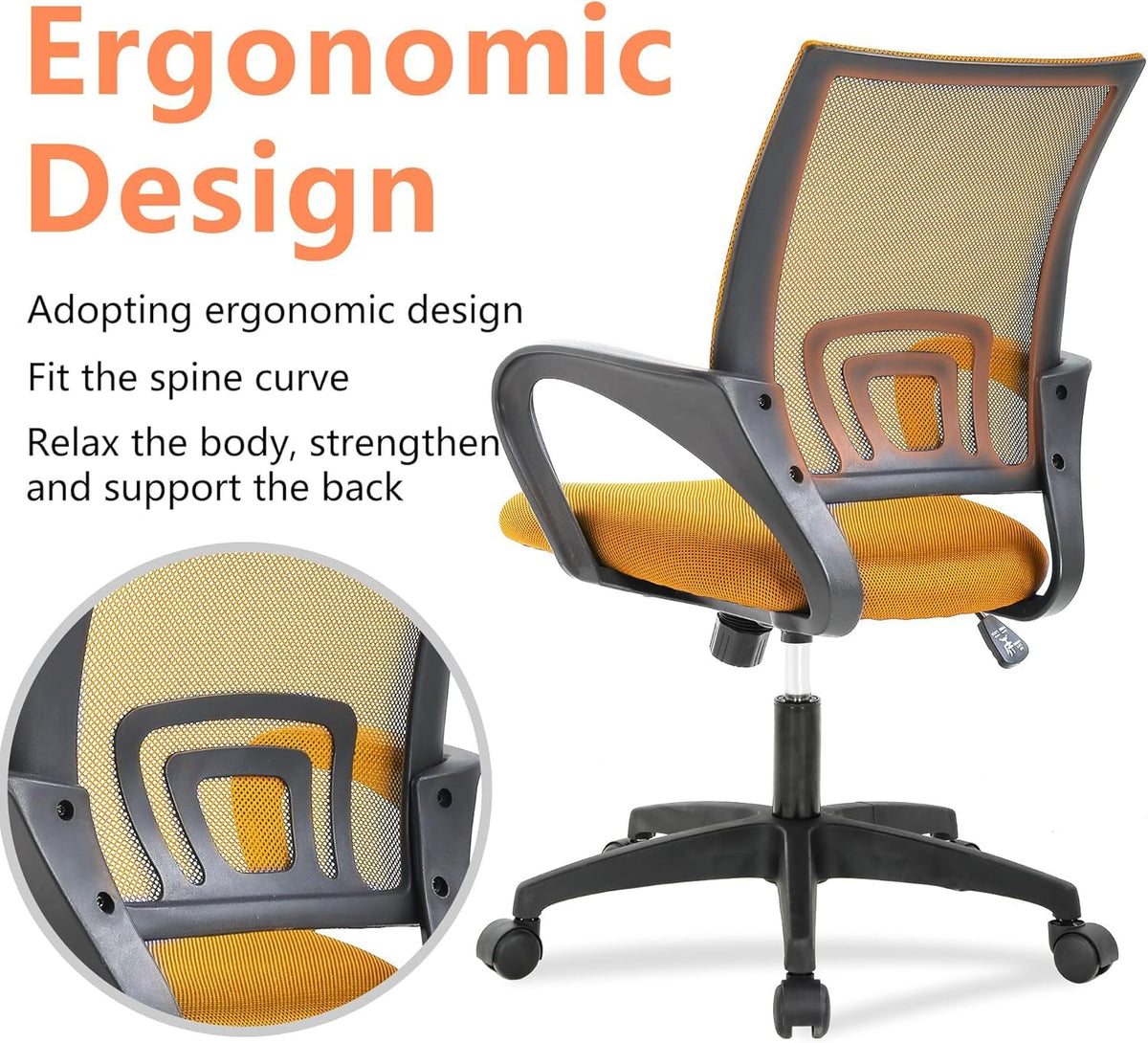 Orange Mesh Mid-Back Office Chair R623335