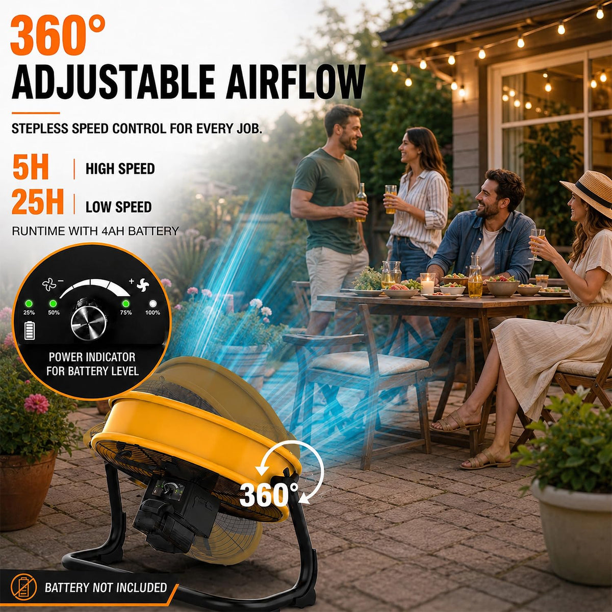 16" Cordless Battery Powered Fan K91444