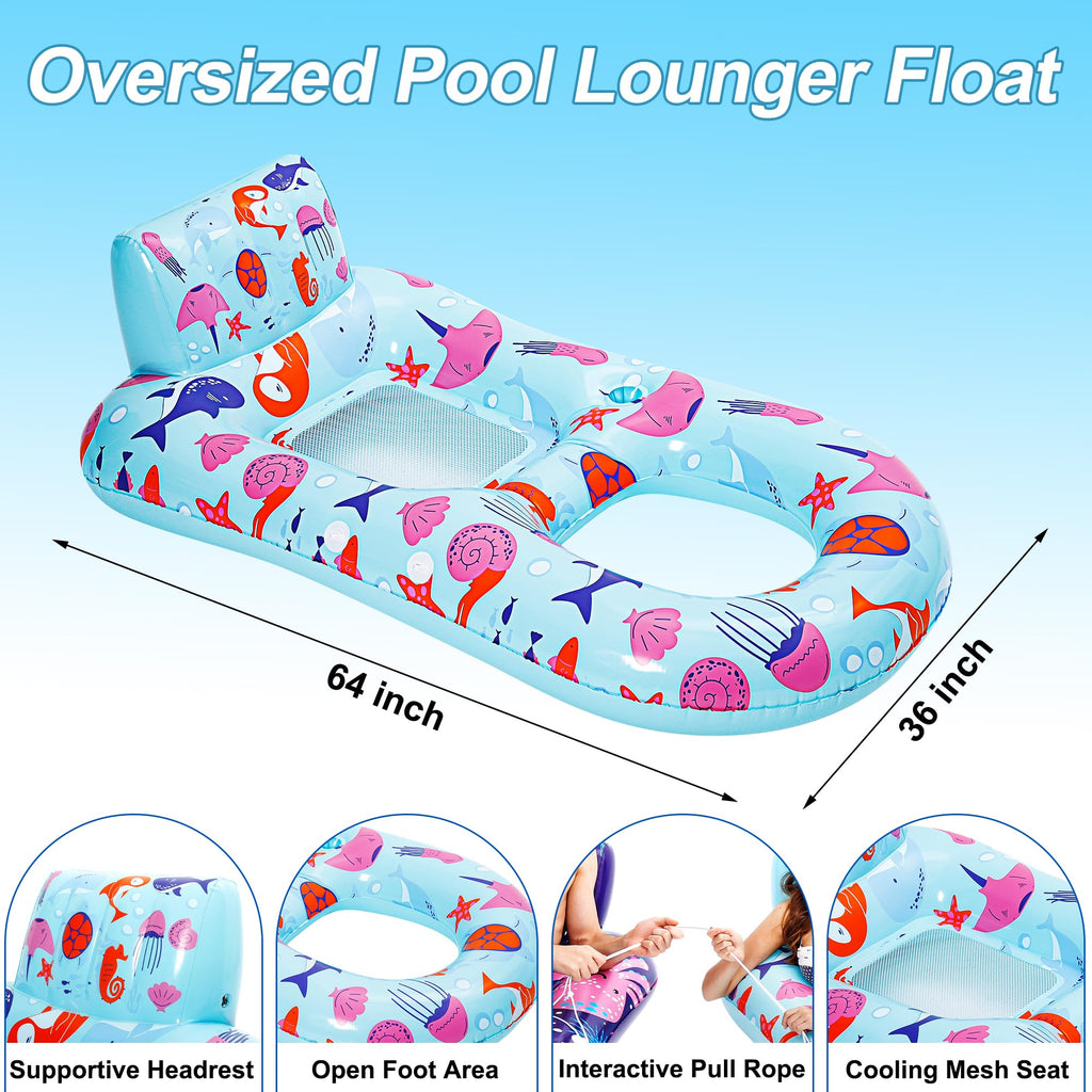 4 Pack Inflatable Pool Lounger with Cup Holder O4647