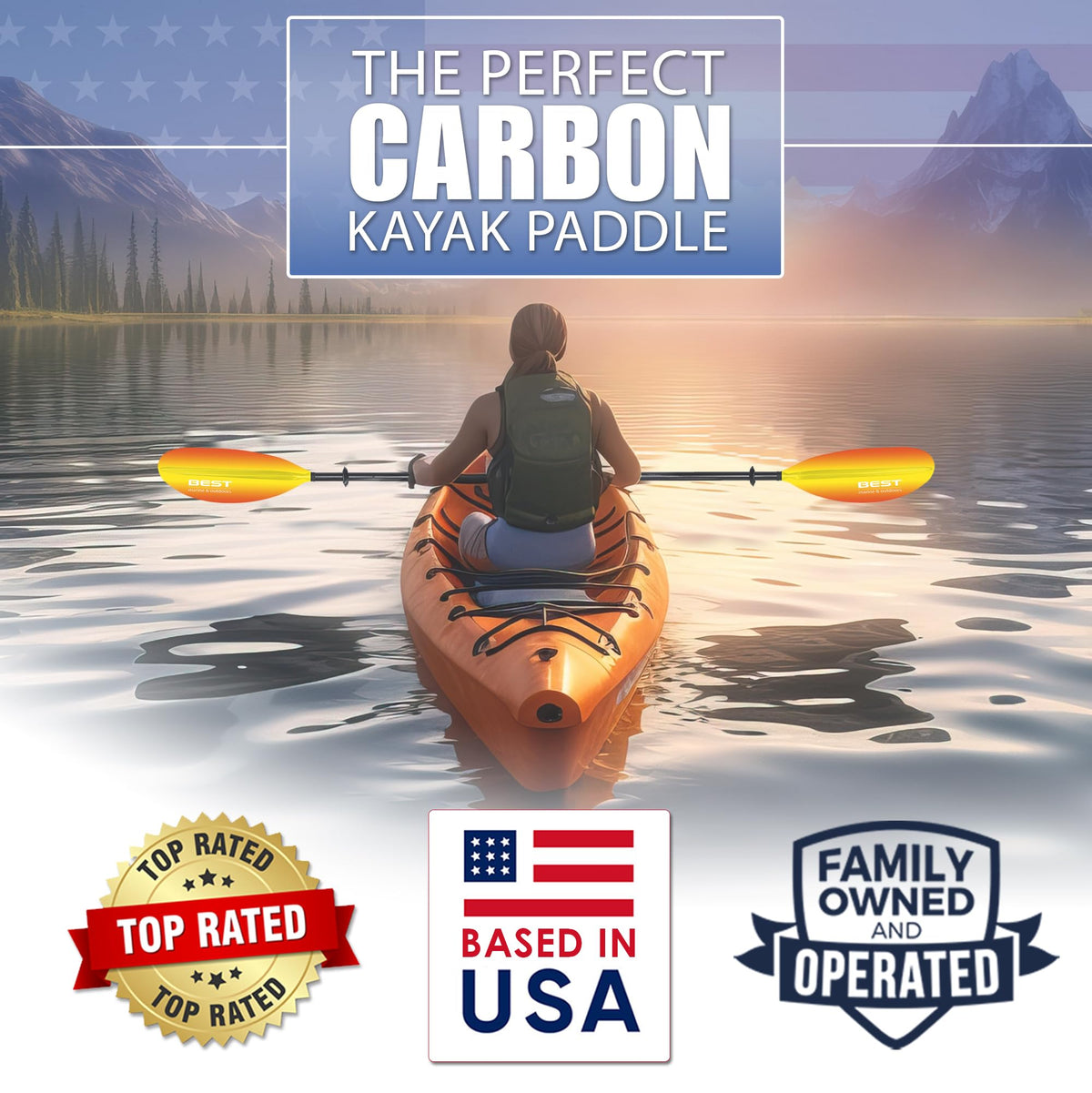 Carbon Fiber 2-Piece Kayak Paddle I47821
