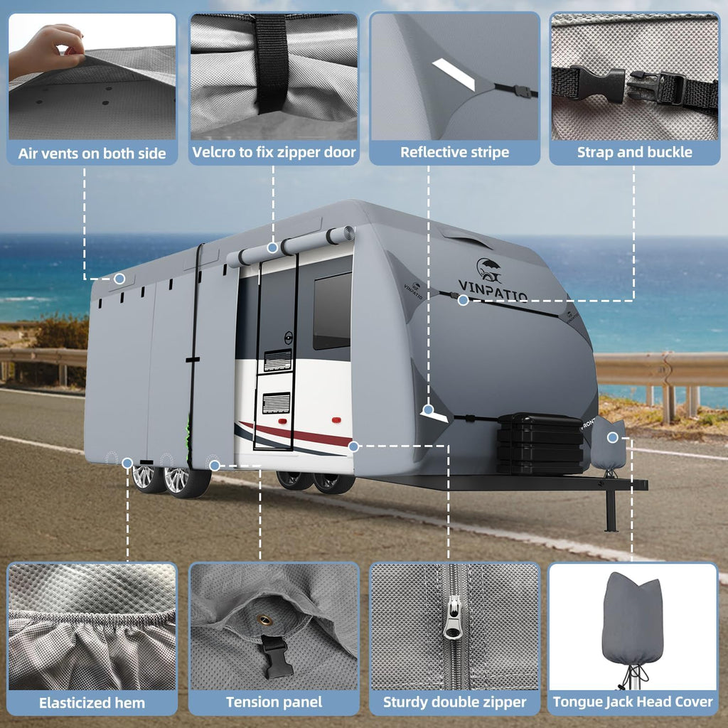 9 Layers Heavy Duty RV Trailer Cover Fits 14'-16' B528241