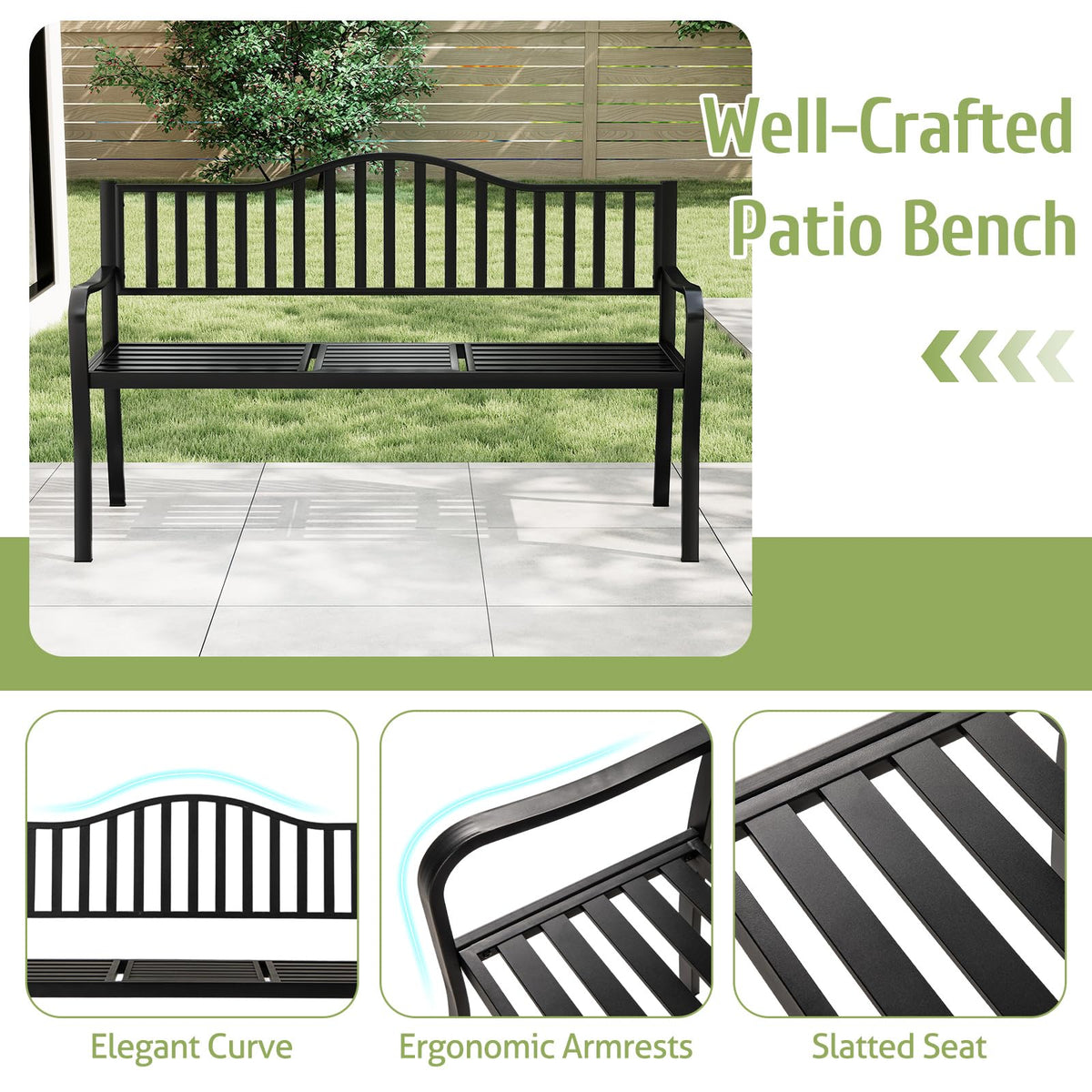 60” Metal Outdoor Garden Park Bench C14983