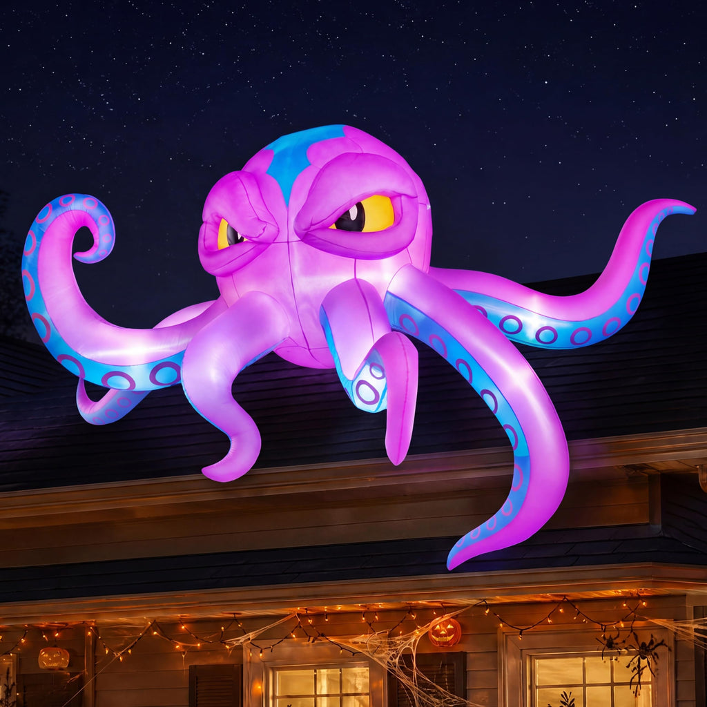 10FT Inflatable Octopus Decoration with Built-in LED Lights W937839