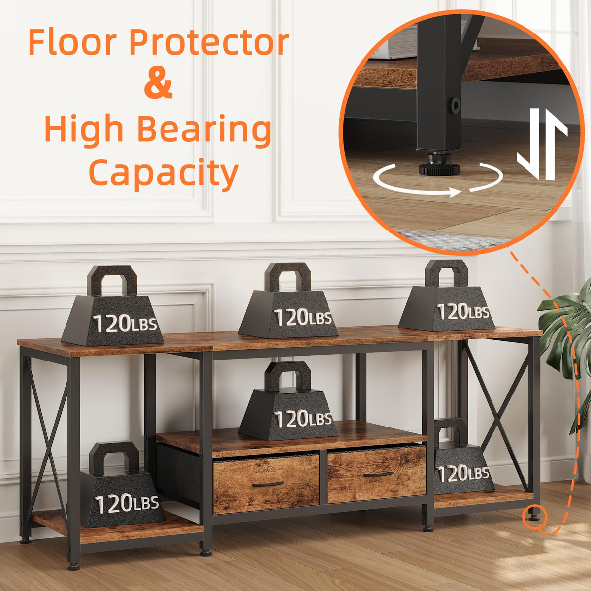 Fabric Drawers TV Stand for 65 70 75 Inches TV H414