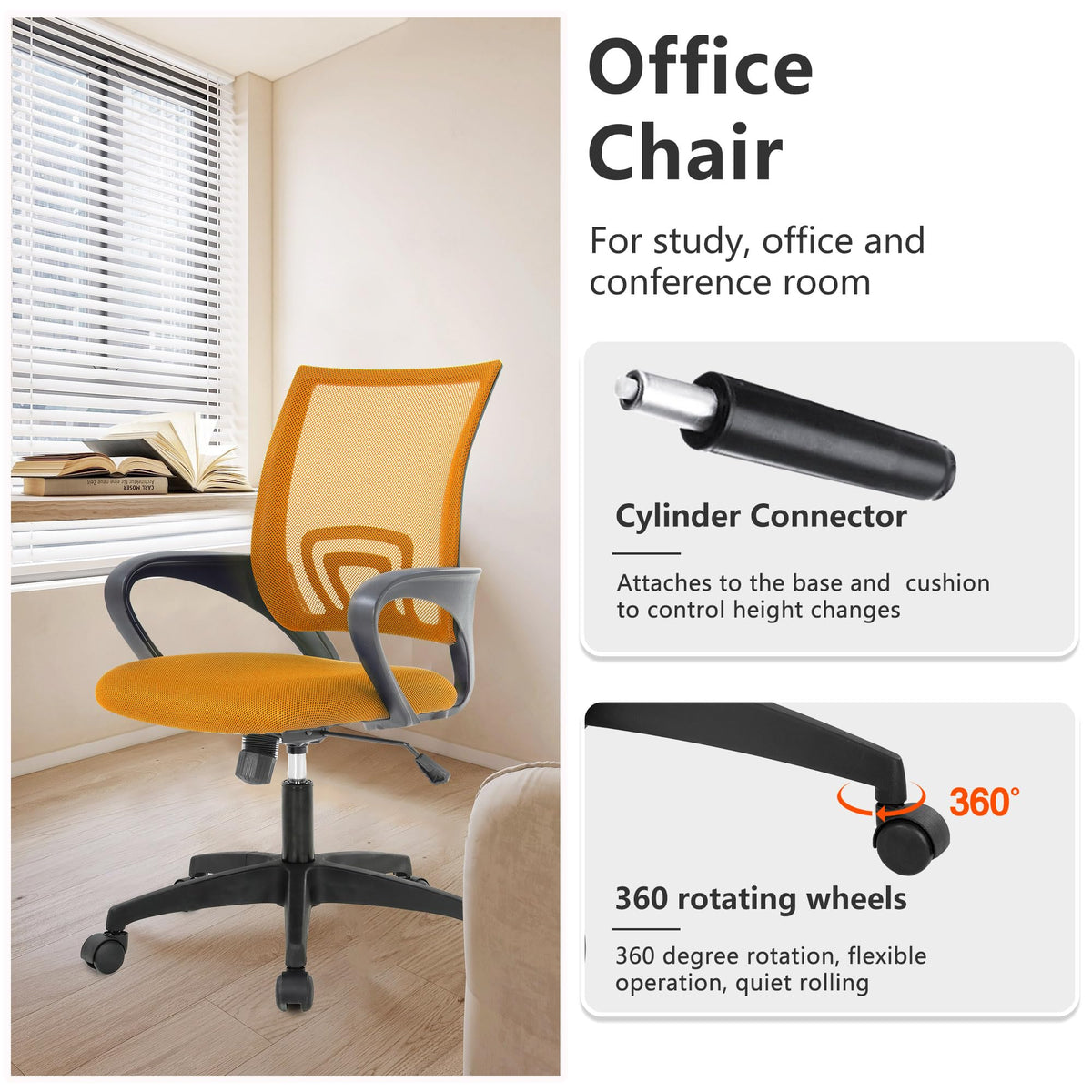 Orange Office Chair with Lumbar Support A554326