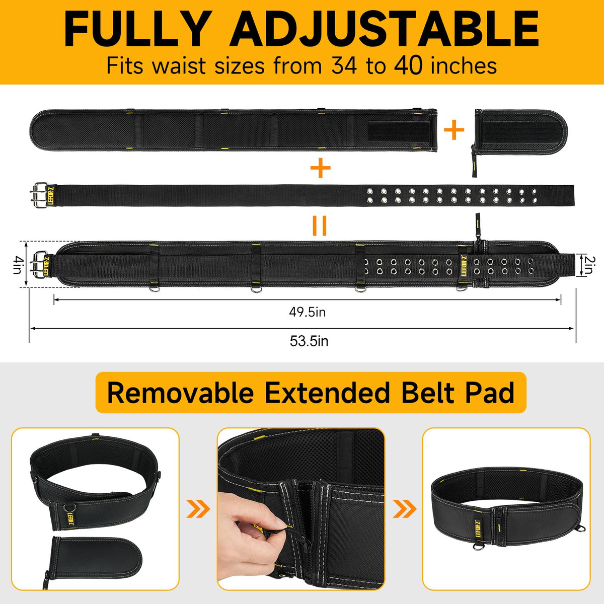 4-Inch Padded Heavy Duty Tool Belt with Suspenders T458814