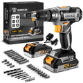 Cordless Power Drill 20V with 3/8-Inch Keyless Chuck, Variable Speed, 2 Batteries O100
