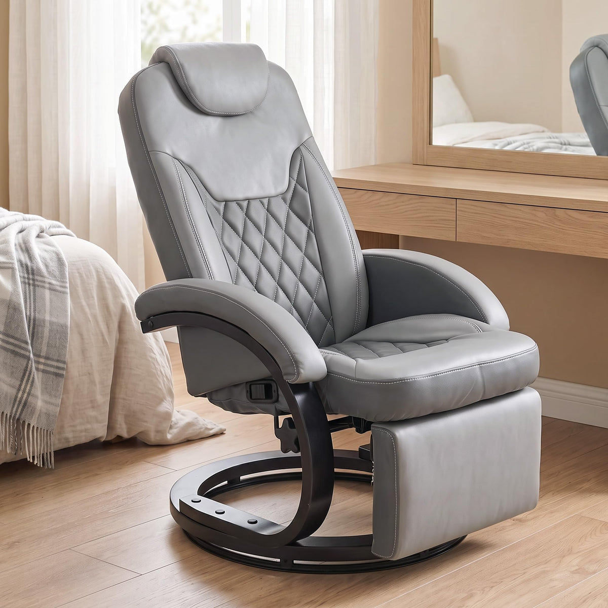 Gray Manual Recliner Chair with Footrest R791