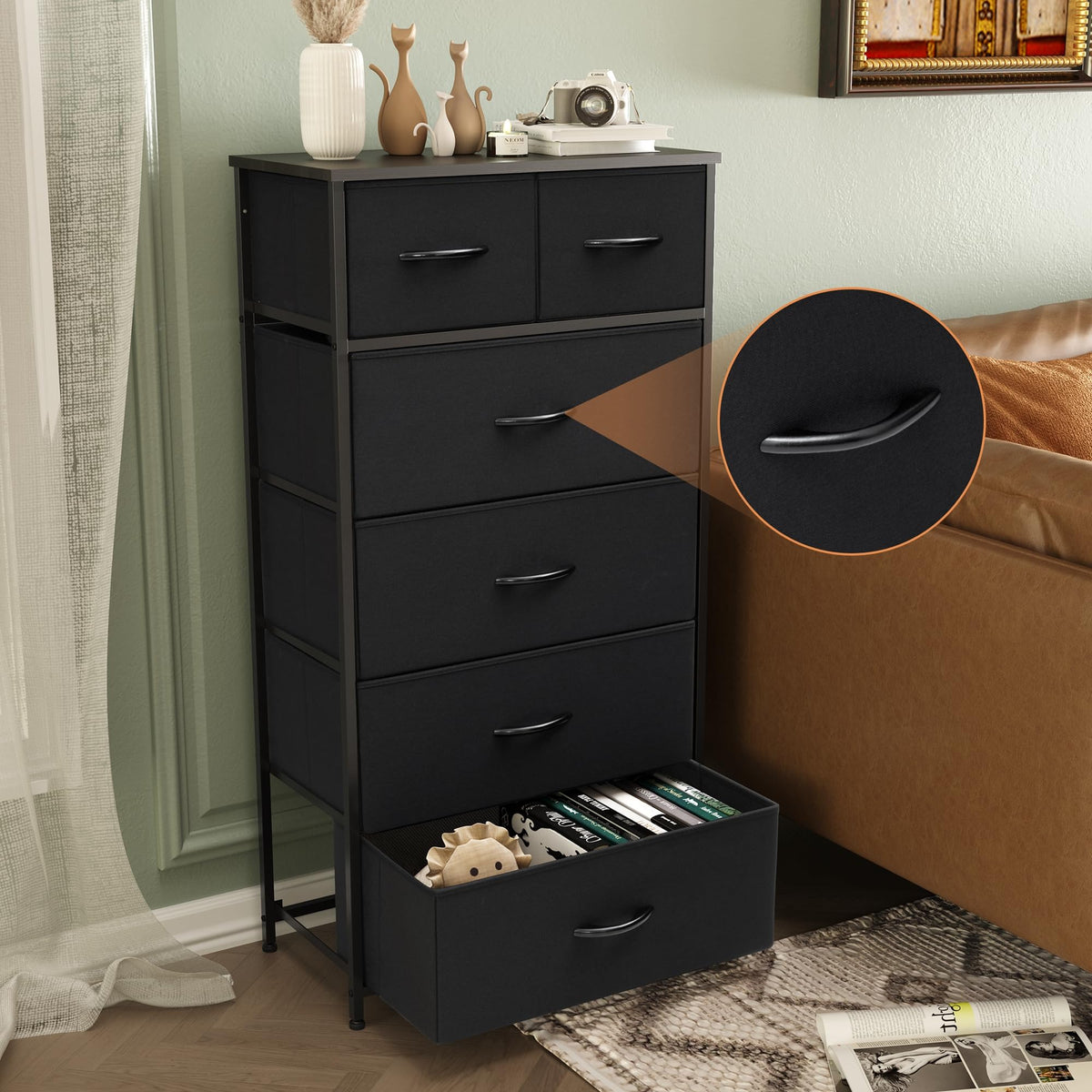 Fabric 6 Drawer Tall Dresser F772817