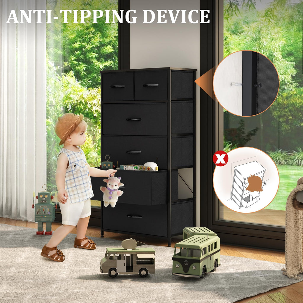 Fabric 6 Drawer Tall Dresser F772817