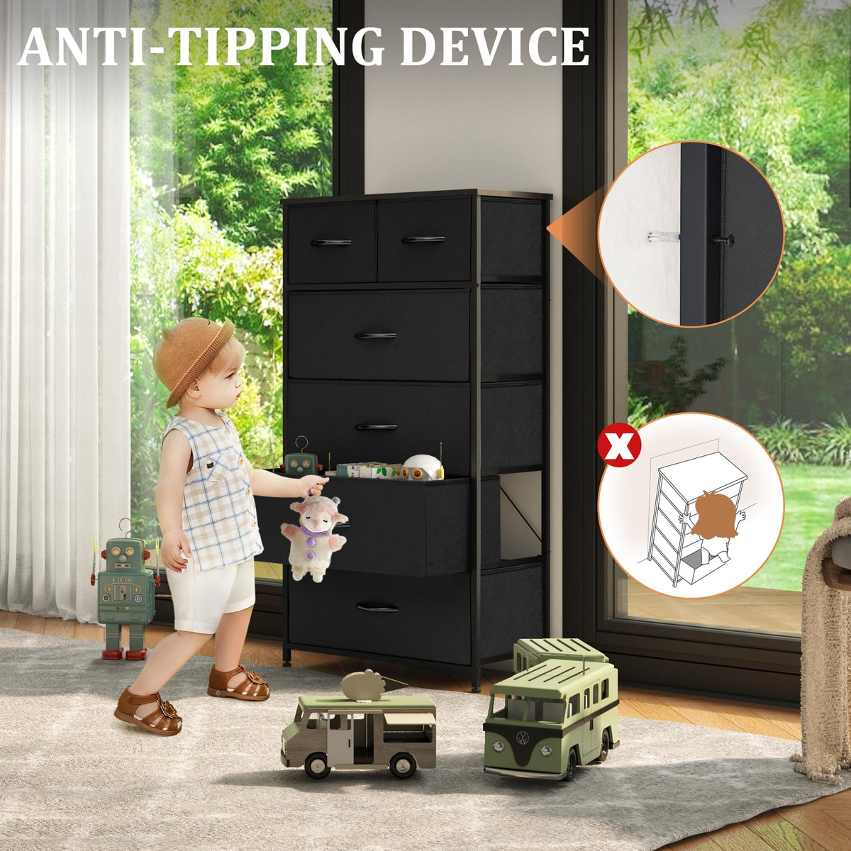 Fabric 6 Drawer Tall Dresser F772817