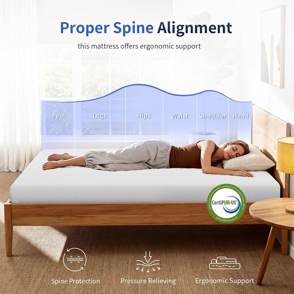 5 Inch Twin Size White Gel Memory Foam J24070