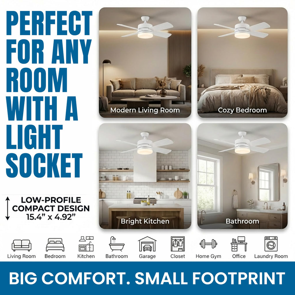 15.4" Socket Fan Light Ceiling Fan with Remote Control K3573