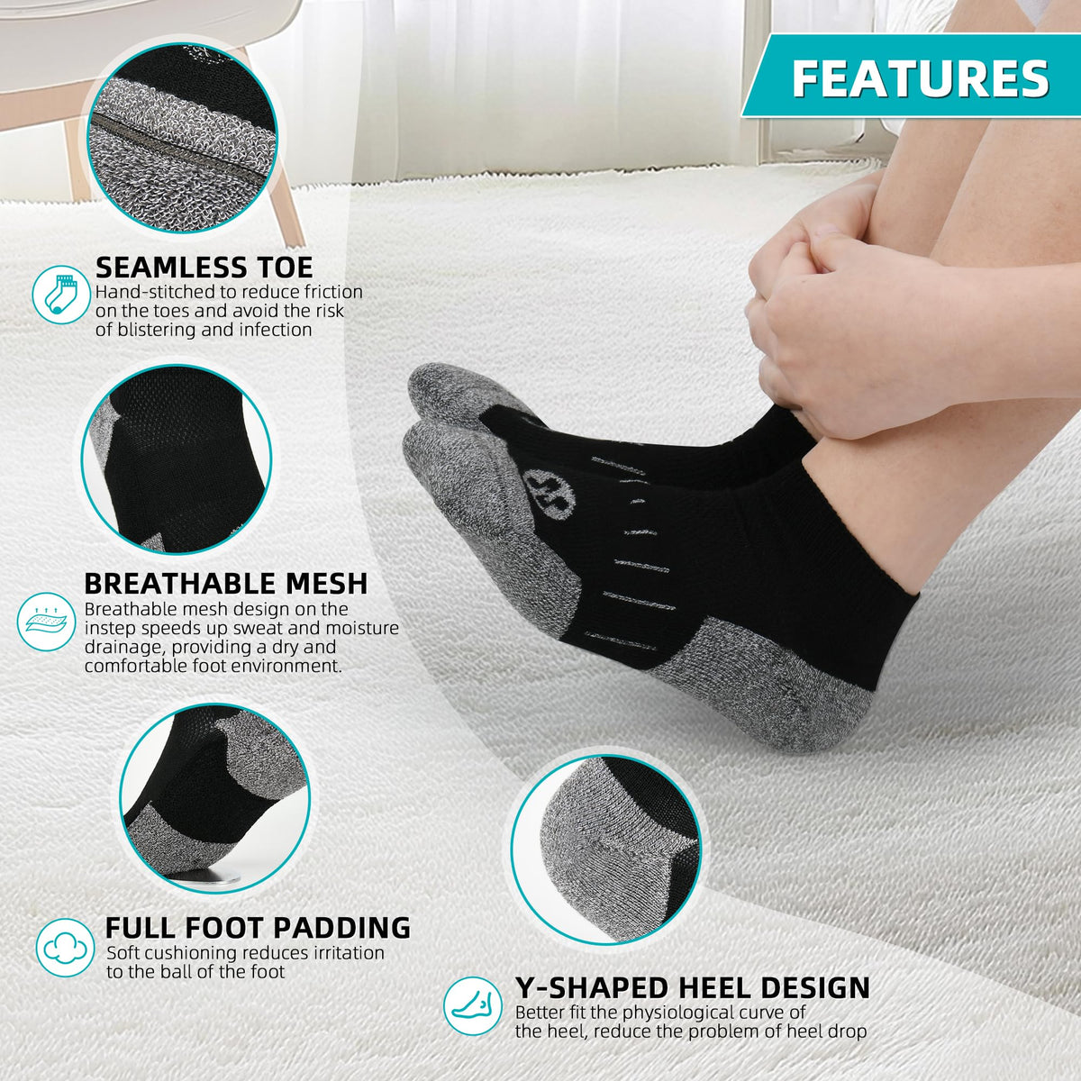 6 Pairs Ankle & 4 Pairs Low Cut Diabetic Socks P445