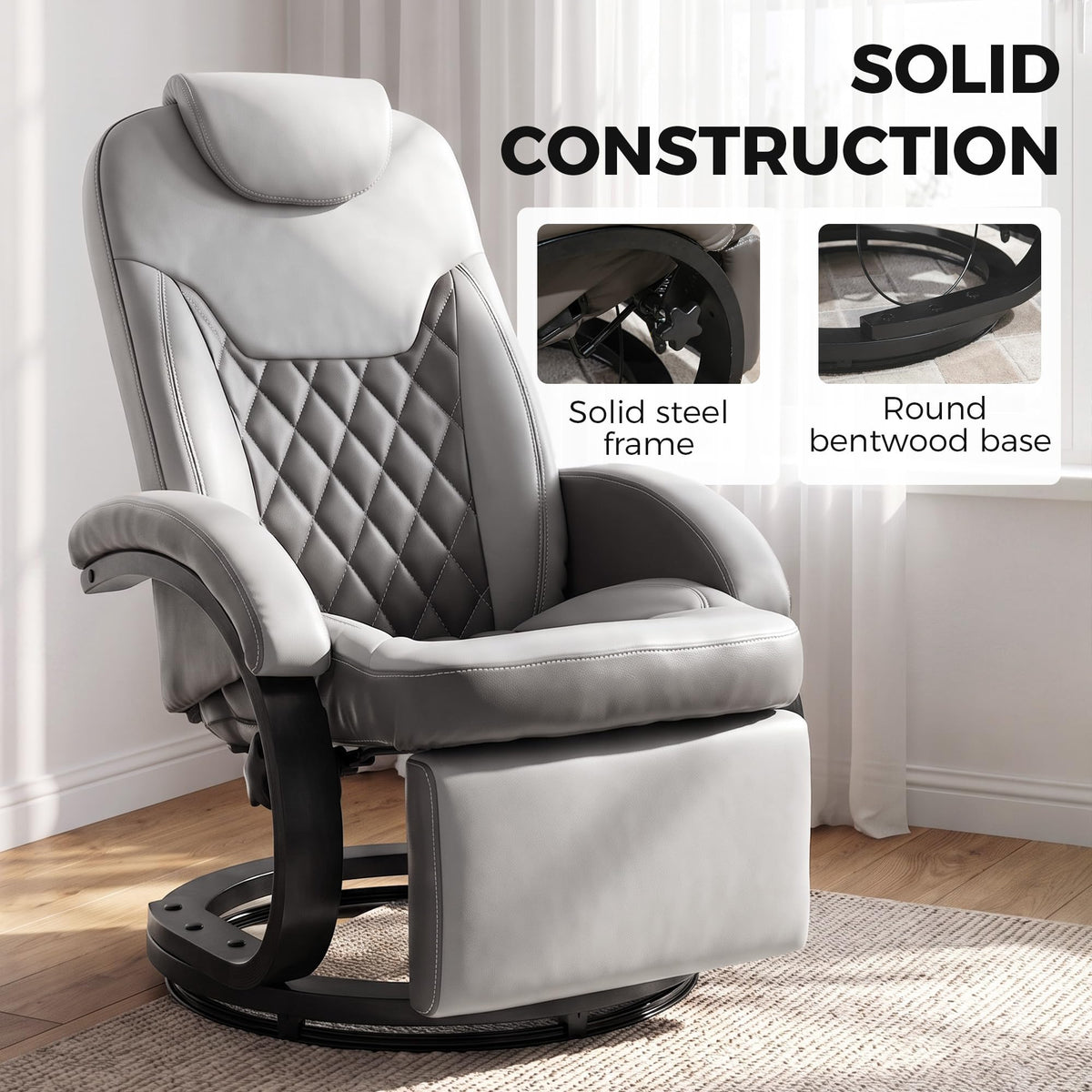 Gray Manual Recliner Chair with Footrest R791