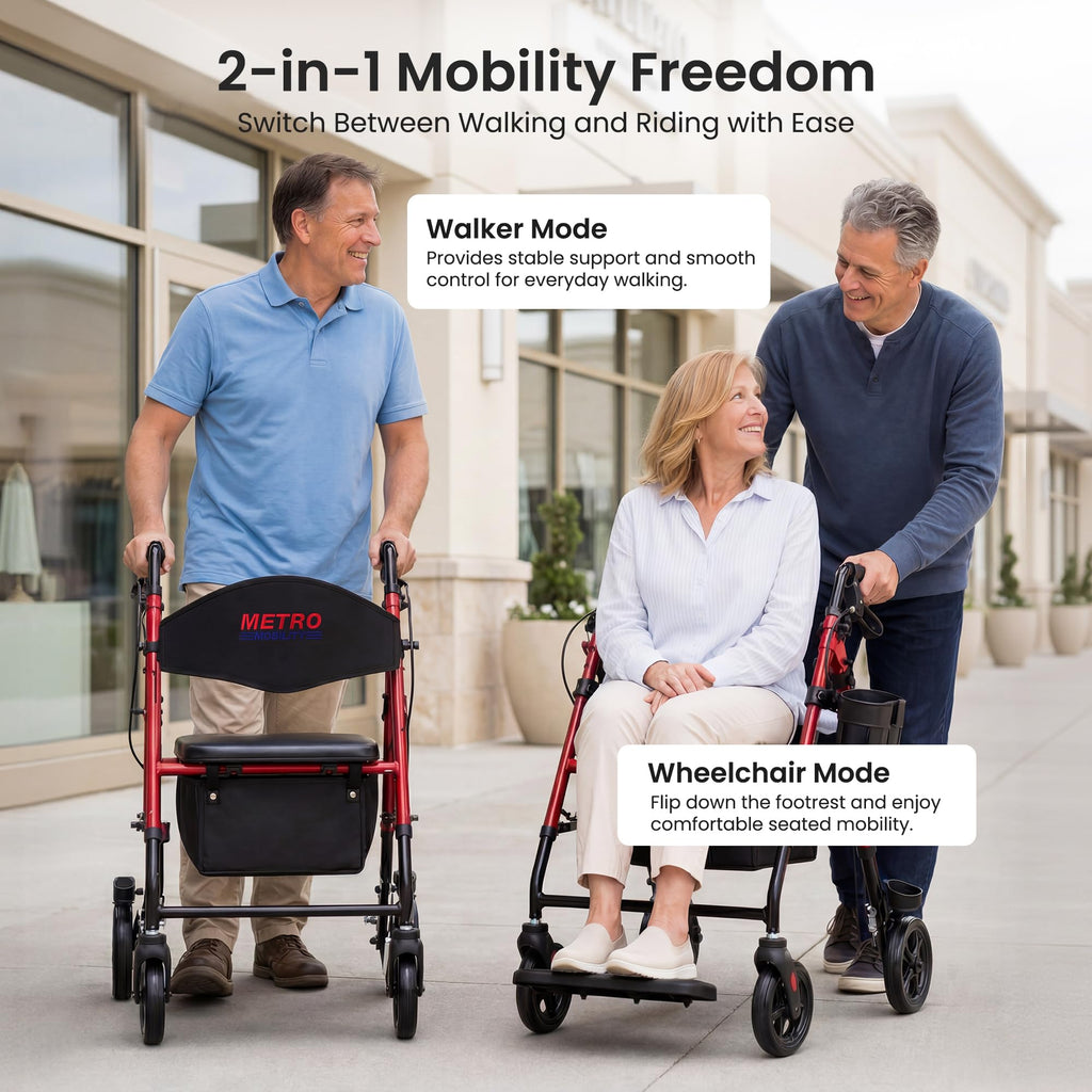 Aluminum 2-in-1 Rollator Walker with Seat W698295