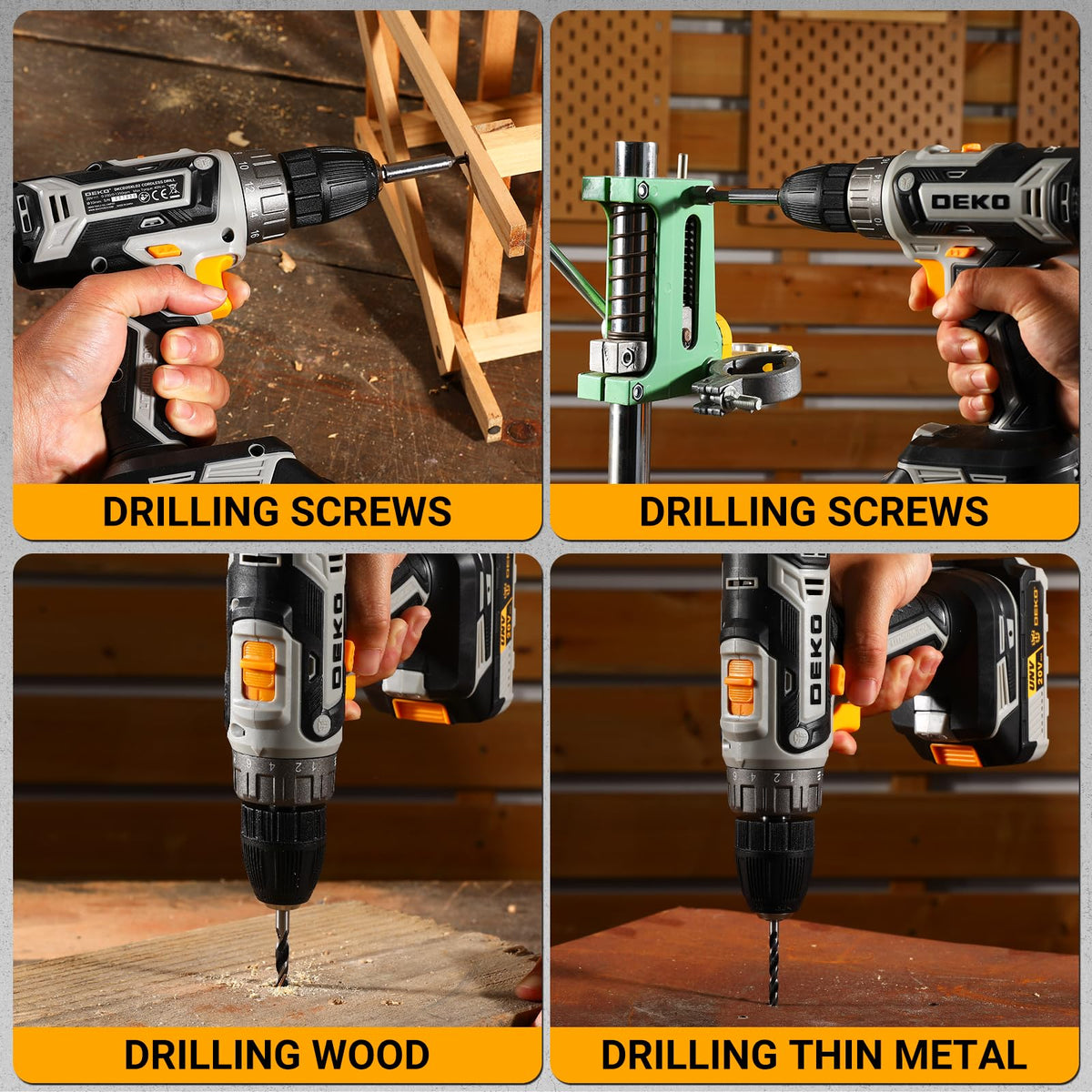 Cordless Power Drill 20V with 3/8-Inch Keyless Chuck, Variable Speed, 2 Batteries O100