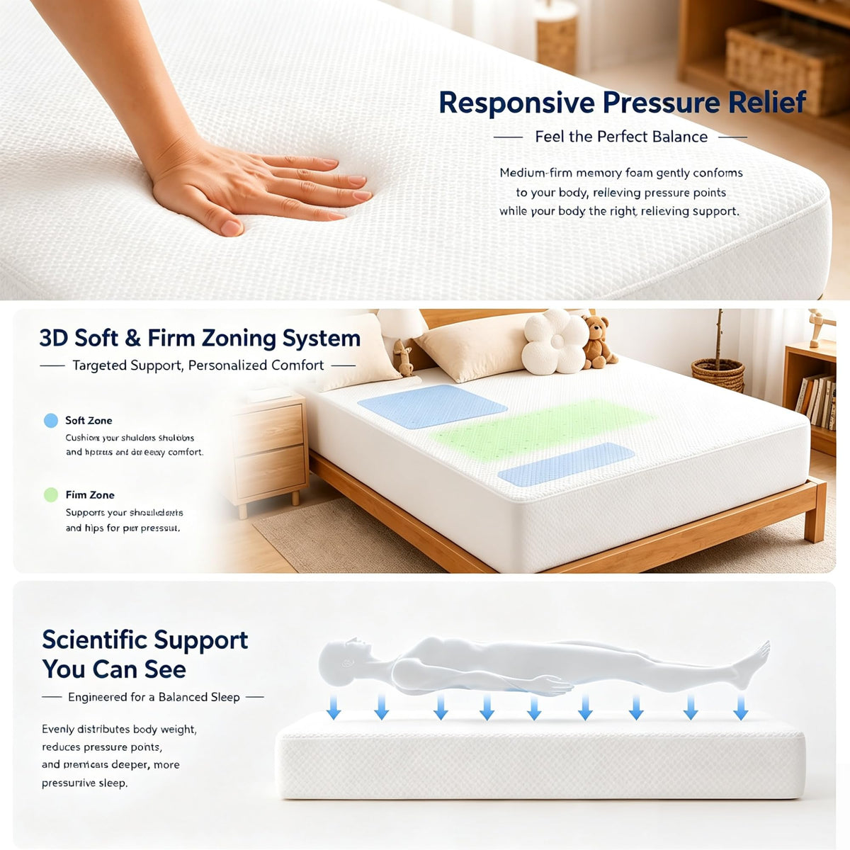 5 Inch Twin Size White Gel Memory Foam J24070