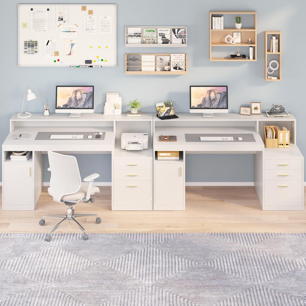 65" White Computer Desk with 3 Drawers J442