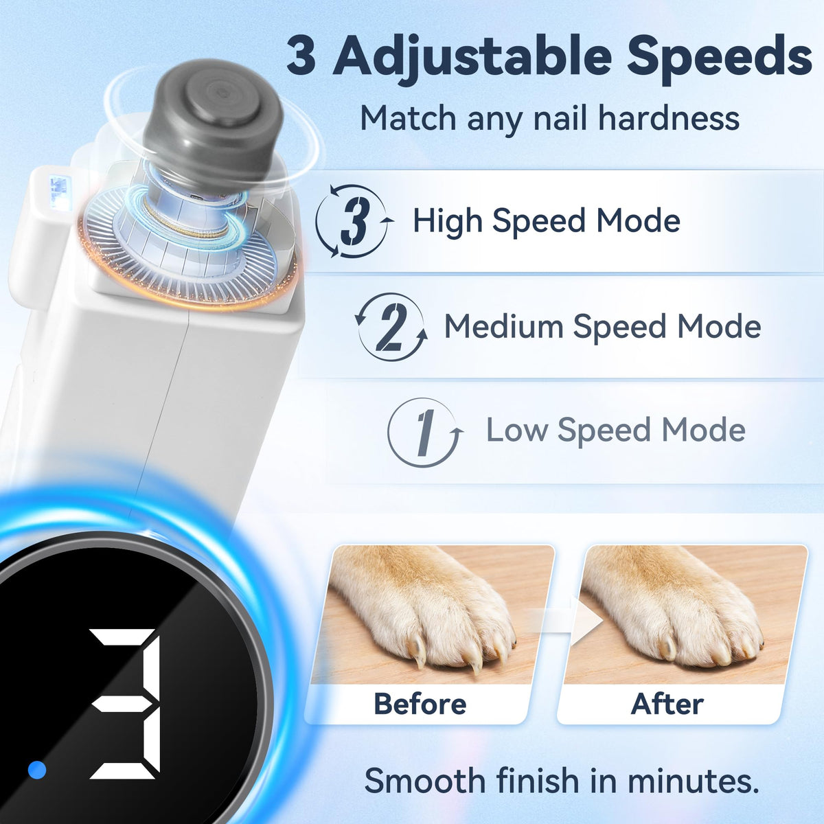 2-in-1 Quiet Electric Pet Nail Clipper & Grinder with Light T7696