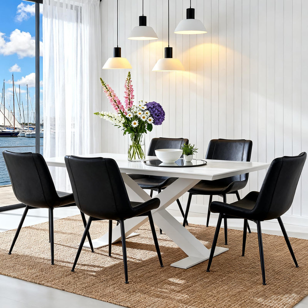 Black PU Leather Dining Chairs Set of 2 P898