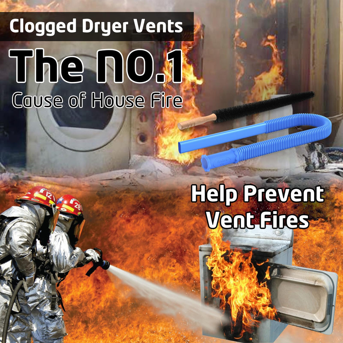 2Pcs Dryer Vent Cleaner Kit Vacuum Hose Attachment & Brush O478