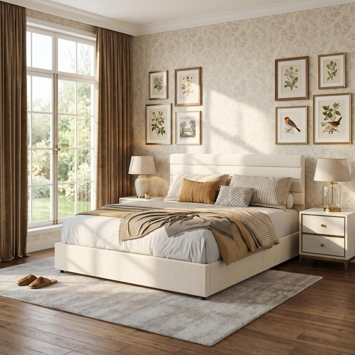 Queen Size Velvet Upholstered Storage Bed with 4 Drawers E4237