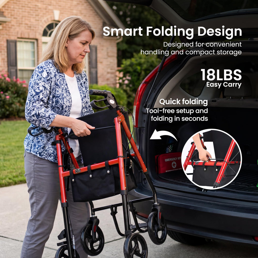 Aluminum 2-in-1 Rollator Walker with Seat W698295