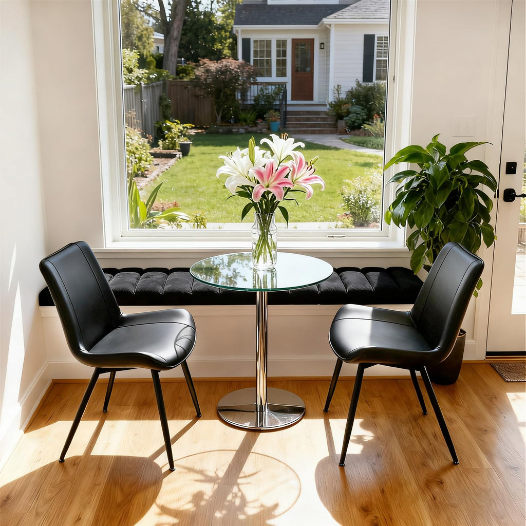 Black PU Leather Dining Chairs Set of 2 P898